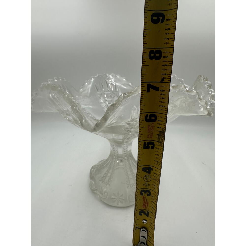 Panelled Thistle Tall Compote Cut Glass Dish 8 inch - Picture 3 of 4